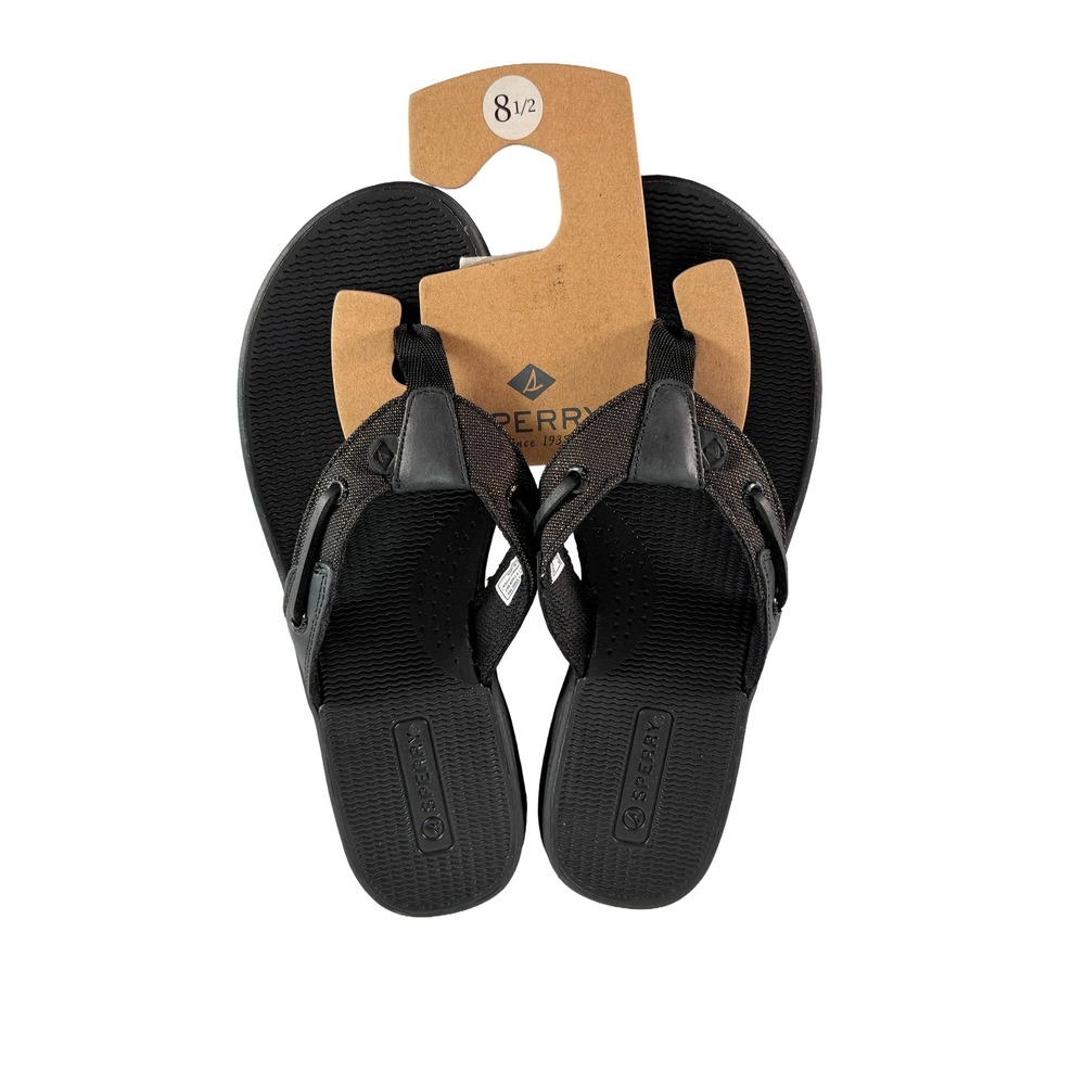 Sperry Seafish Iridescent Black Flip Flop Thong Sandals Womens 8.5 M NWT